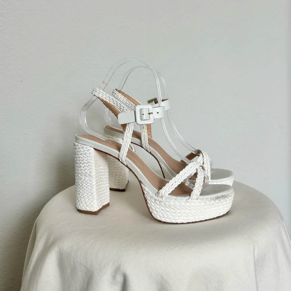 RAYE x Revolve Camilla Platform Braided Heel in White